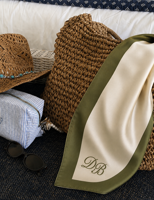 Monogrammed Head Scarf- Green