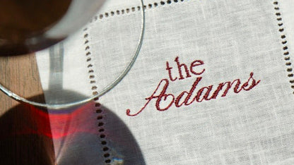 Custom Embroidered Linen Cocktail Napkins