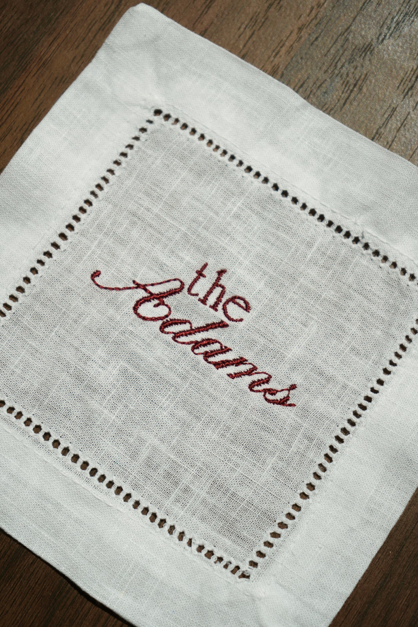 Custom Embroidered Linen Cocktail Napkins
