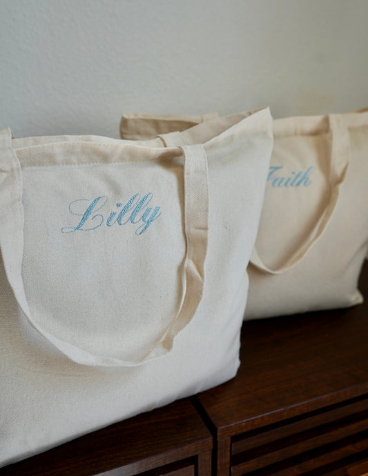 Embroidered Canvas Tote Bag