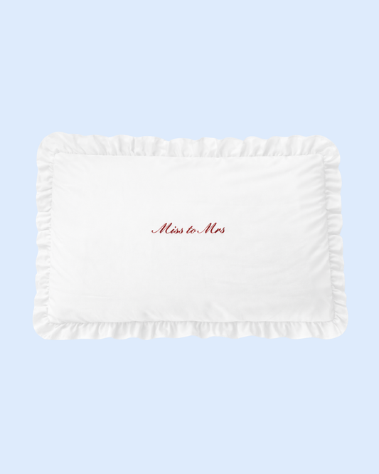 Miss to Mrs. Embroidered Ruffle Pillow